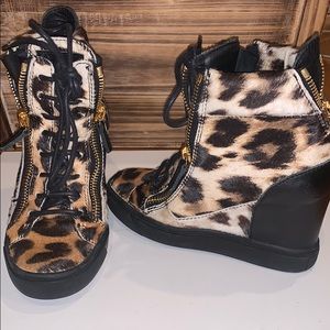 Giuseppe Zanotti Leopard Print Sneaker Wedge